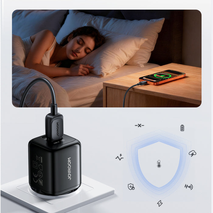 Joyroom JR-TG7 33W USB-A + USB-C wall charger with 30W USB-C - Lightning 1m cable - black