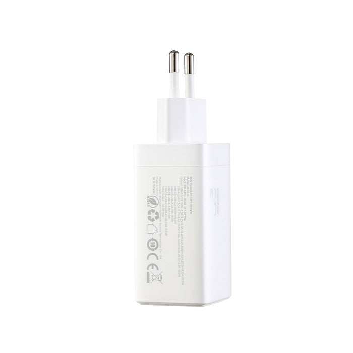 Joyroom JR-TG10 65W GaN 2x USB-C + USB-A wall charger with 100W USB-C - USB-C 1.2m cable - white