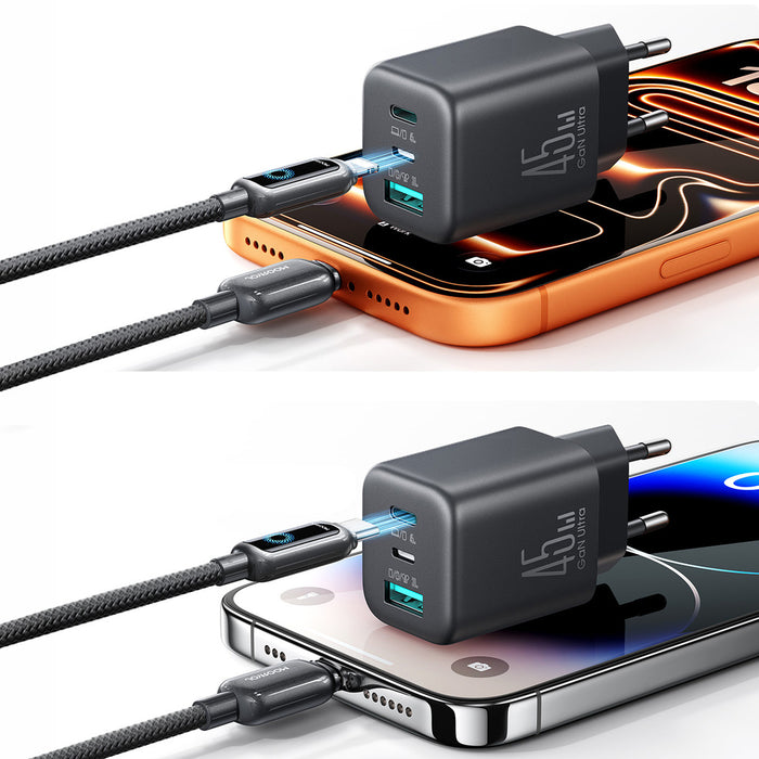 Joyroom JR-TO1 GaN 45 USB-C Lightning USB-A Wall Charger - Black