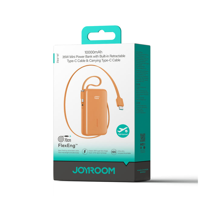 Joyroom JR-PR2L 35W 10000mAh Powerbank with Built-in USB-C Cables - Orange