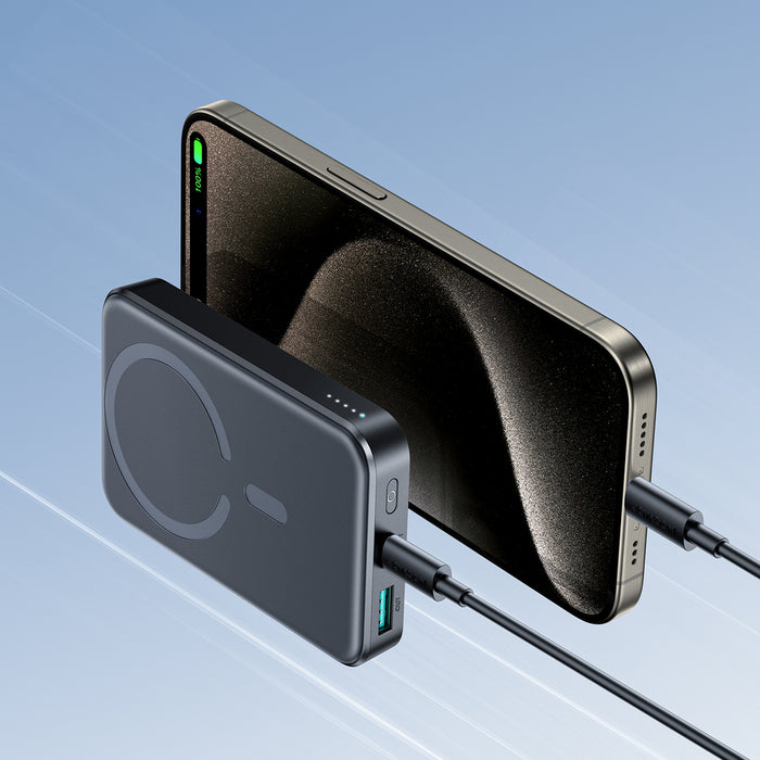 Joyroom JR-W020 20W 10000mAh MagSafe Power Bank + USB-C - USB-C 0.25m Cable - Black