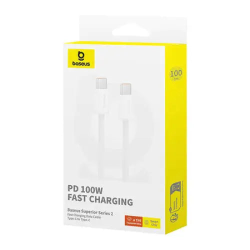 Kabel szybkiego ładowania USB-C do USB-C Baseus Superior 2 100W 1m (biały) - USB-C to USB-C<<<USB cables<<<GSM