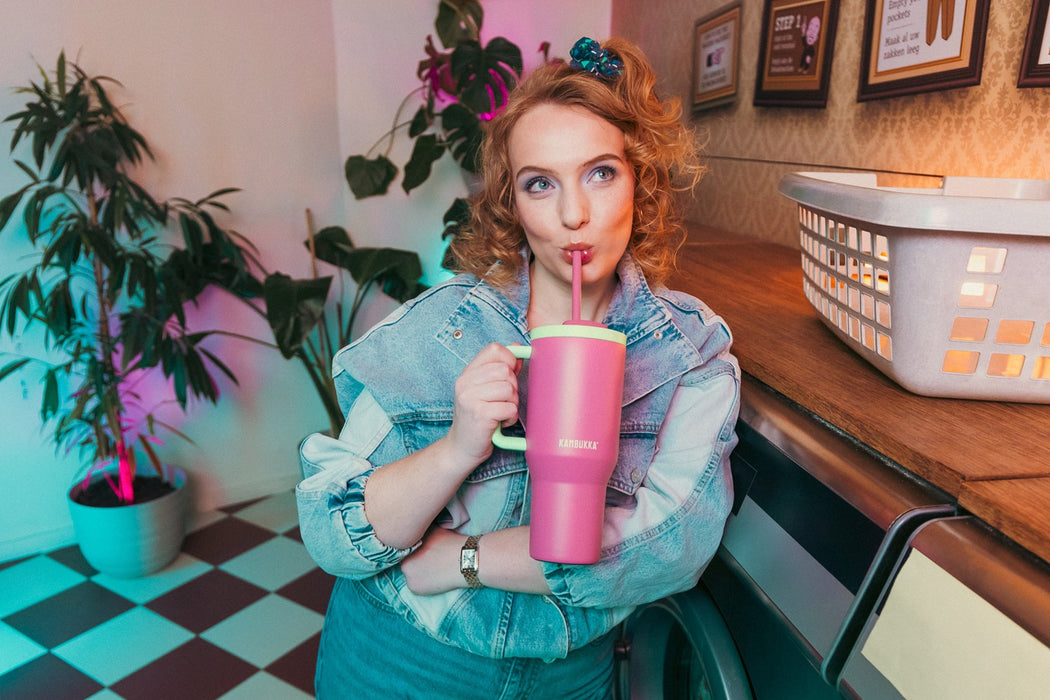 Thermal mug with telescopic straw Kambukka Rio Tumbler 950ml Bubblegum Mint