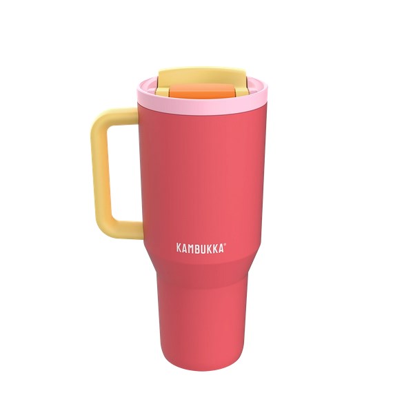 Thermal mug with telescopic straw Kambukka Rio Tumbler 950ml Pink Papaya