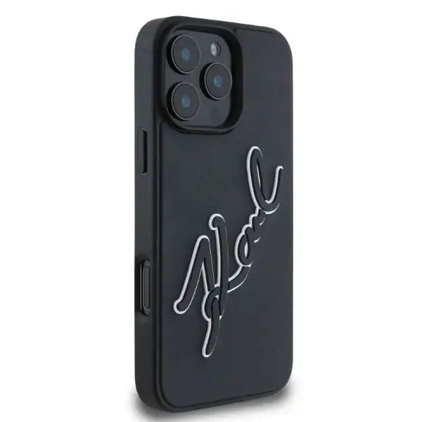 Karl Lagerfeld 3D Rubber Bicolor Signature Case for iPhone 16 Pro Max - Black - Cell phone cases and covers<<<HurtelXML