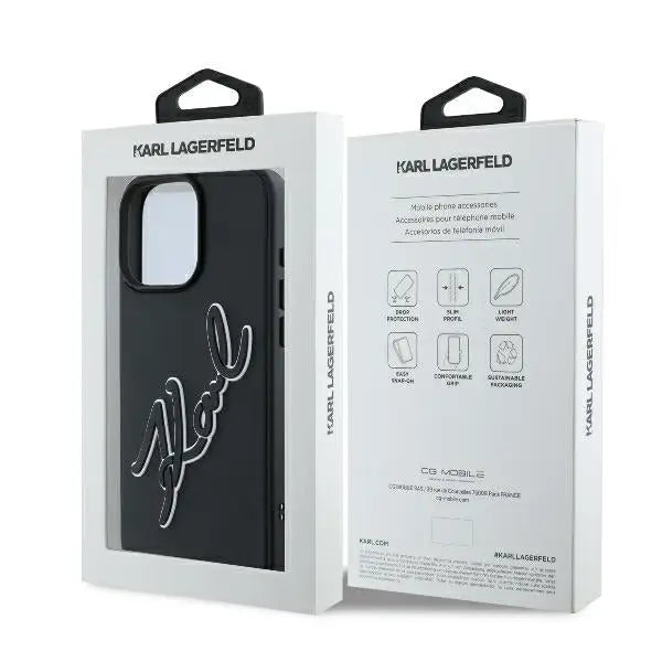 Karl Lagerfeld 3D Rubber Bicolor Signature iPhone 16 Pro Case - Black - Cell phone cases and covers<<<HurtelXML