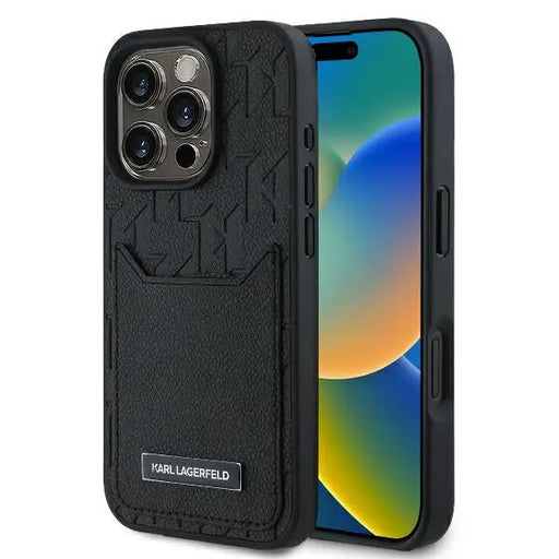 Karl Lagerfeld Cardslots Monogram iPhone 16 Pro Max Case - Black - Cell phone cases and covers<<<HurtelXML