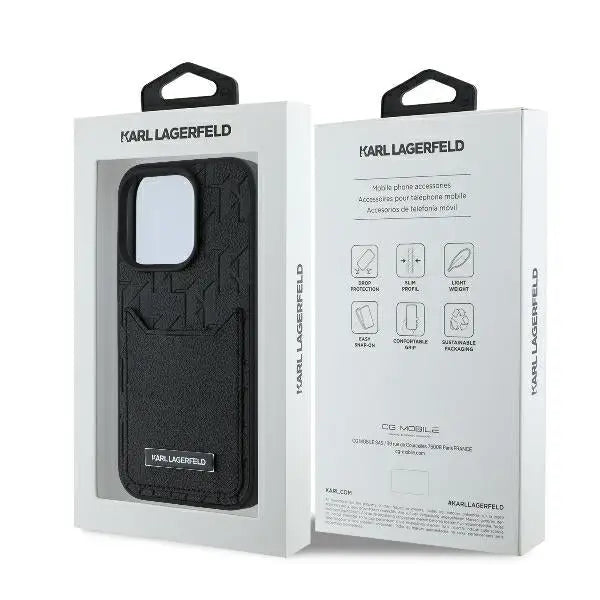 Karl Lagerfeld Cardslots Monogram iPhone 16 Pro Max Case - Black - Cell phone cases and covers<<<HurtelXML
