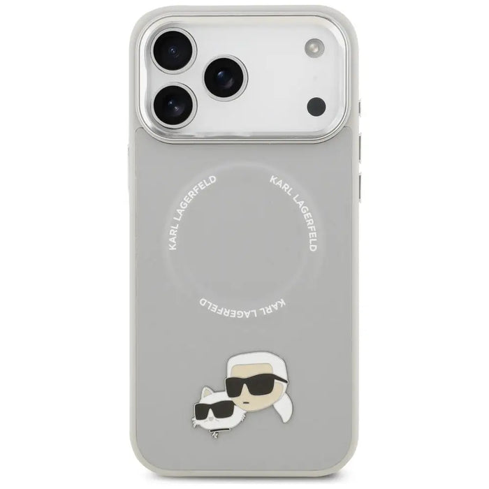 Karl Lagerfeld Karl & Choupette Pins MagSafe Case for iPhone 17 Pro - Gray - Cell phone cases and covers<<<HurtelXML