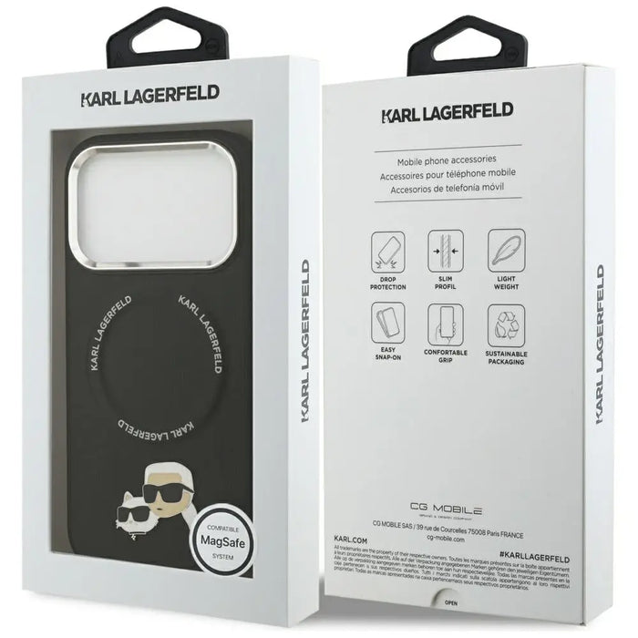 Karl Lagerfeld Karl & Choupette Pins MagSafe Case for iPhone 17 Pro Max - Black - Cell phone cases