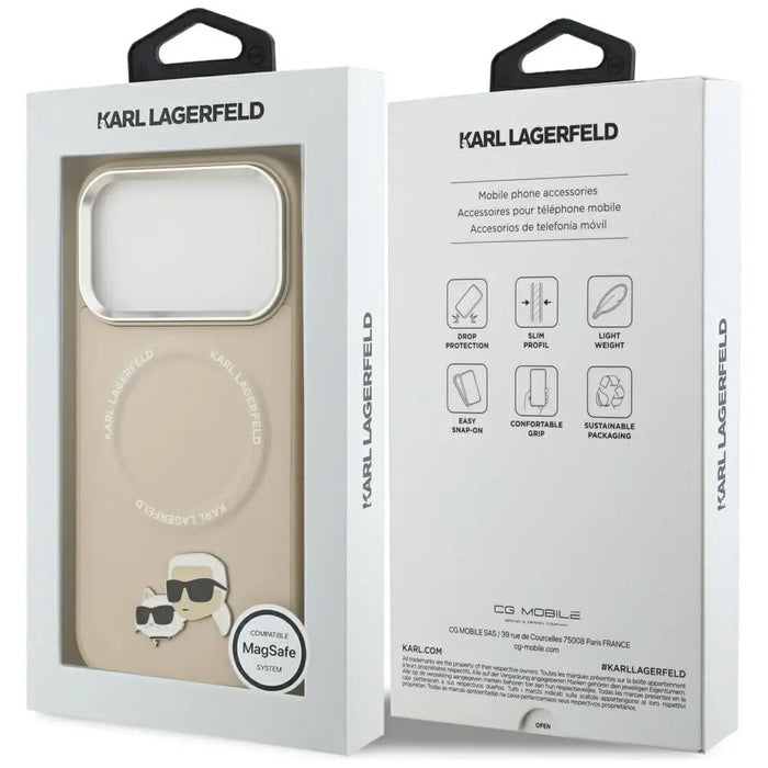 Karl Lagerfeld Karl & Choupette Pins MagSafe Case for iPhone 17 Pro Max - Beige - Cell phone cases