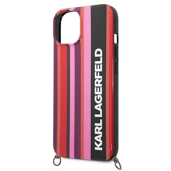 Karl Lagerfeld Color Stripes Strap Case for iPhone 14 Plus / 15 Plus 6.7’’ - Pink - Cell phone cases