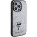 Karl Lagerfeld Fixed Glitter Choupette Logo Metal Pin Case for iPhone 15 Pro - Silver - Cell phone cases