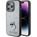 Karl Lagerfeld Fixed Glitter Choupette Logo Metal Pin Case for iPhone 15 Pro - Silver - Cell phone cases