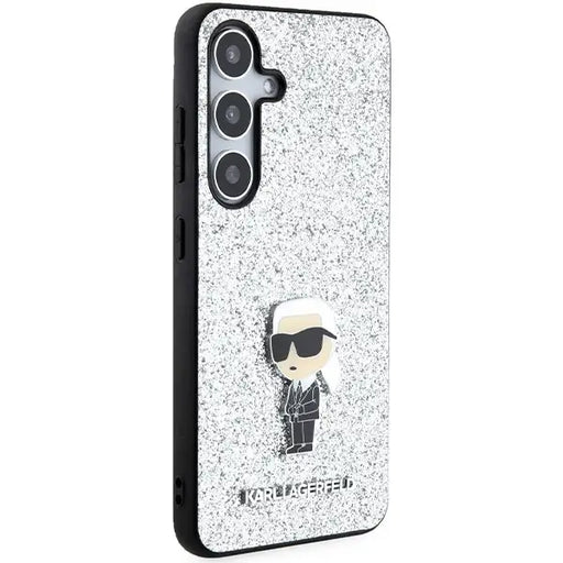 Karl Lagerfeld Fixed Glitter Ikonik Logo Metal Pin case for Samsung Galaxy S24+ - silver - Cell phone cases