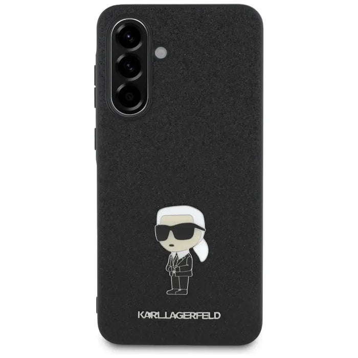 Karl Lagerfeld Fixed Glitter Ikonik Logo Metal Pin Case for Samsung Galaxy A56 - Black - Cell phone cases