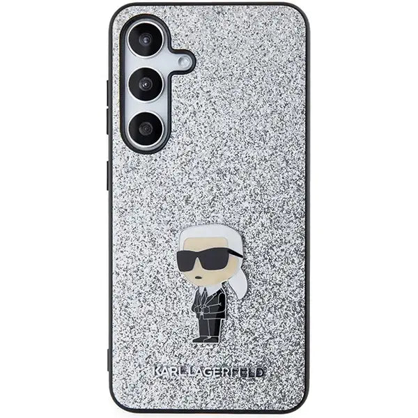 Karl Lagerfeld Fixed Glitter Ikonik Logo Metal Pin case for Samsung Galaxy S24+ - silver - Cell phone cases
