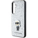 Karl Lagerfeld Fixed Glitter Ikonik Logo Metal Pin Case for Samsung Galaxy S24 - Silver - Cell phone cases