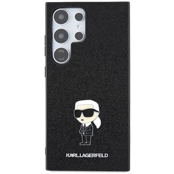 Karl Lagerfeld Fixed Glitter Ikonik Logo Metal Pin Case for Samsung Galaxy S24 Ultra - Black - Cell phone cases