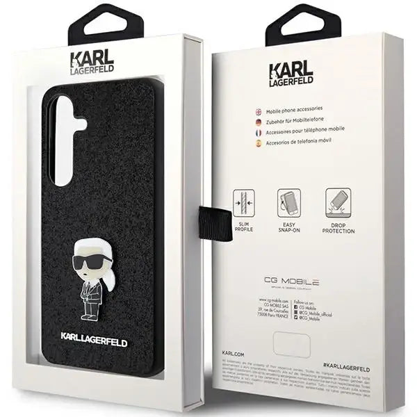 Karl Lagerfeld Fixed Glitter Ikonik Logo Metal Pin case for Samsung Galaxy S24 - black - Cell phone cases