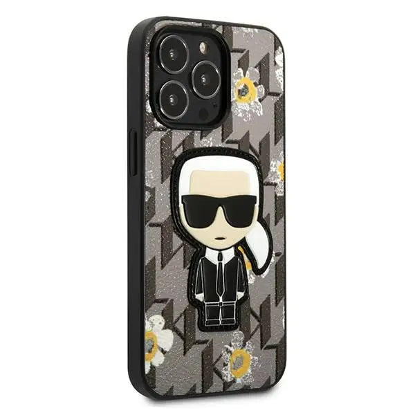 Karl Lagerfeld Flower Ikonik Karl case for iPhone 13 Pro / iPhone 13 - gray - Cell phone cases and covers<<<HurtelXML