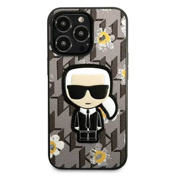 Karl Lagerfeld Flower Ikonik Karl case for iPhone 13 Pro / iPhone 13 - gray - Cell phone cases and covers<<<HurtelXML