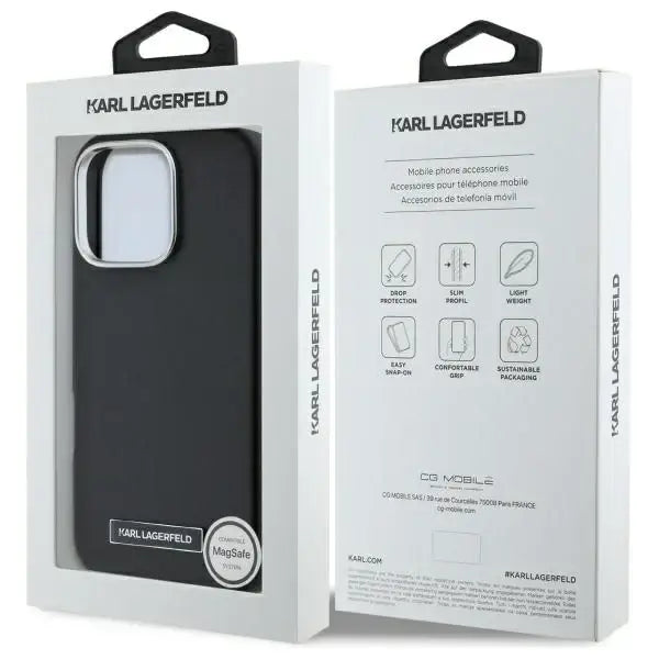 Karl Lagerfeld FW Metal Plate MagSafe iPhone 16 Pro Max Case - Black - Cell phone cases and covers<<<HurtelXML