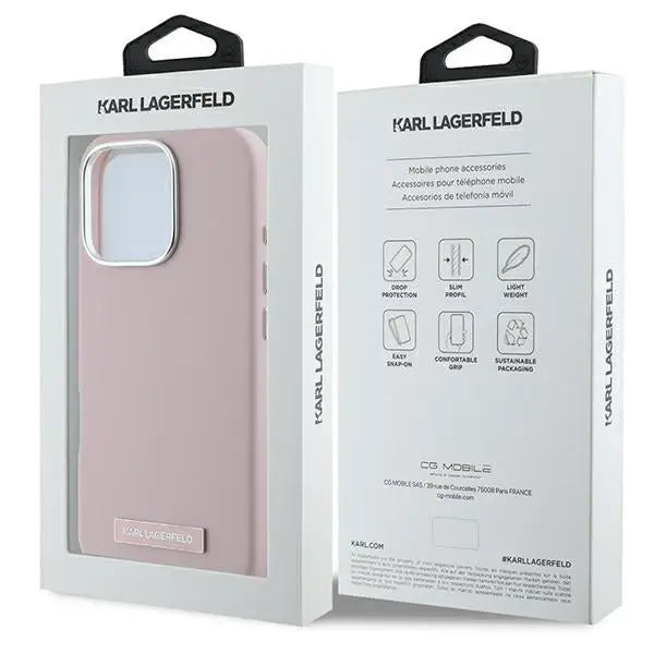 Karl Lagerfeld FW Metal Plate MagSafe iPhone 16 Pro Max Case - Pink - Cell phone cases and covers<<<HurtelXML