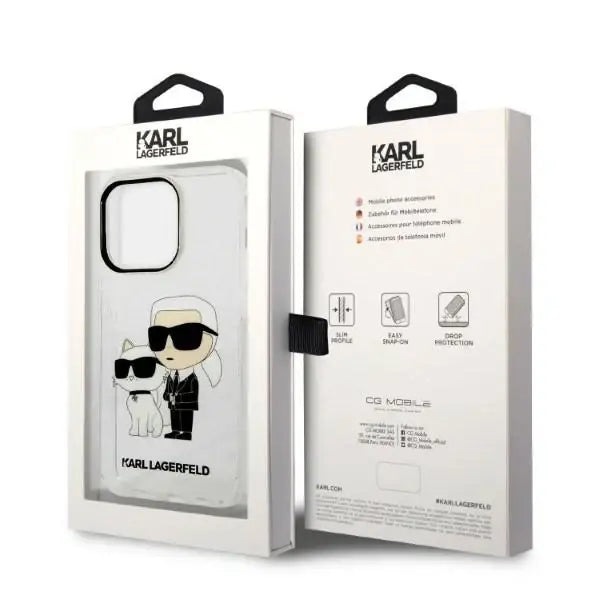 Karl Lagerfeld Glitter Karl&Choupette Case for iPhone 14 Pro Max 6.7’’ - Transparent - Cell phone cases