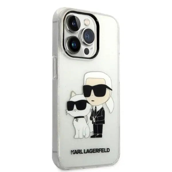 Karl Lagerfeld Glitter Karl&Choupette Case for iPhone 14 Pro Max 6.7’’ - Transparent - Cell phone cases
