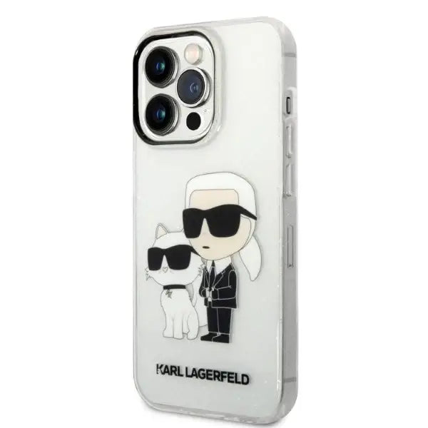 Karl Lagerfeld Glitter Karl&Choupette Case for iPhone 14 Pro Max 6.7’’ - Transparent - Cell phone cases
