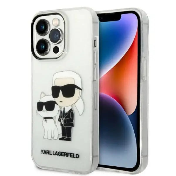 Karl Lagerfeld Glitter Karl&Choupette Case for iPhone 14 Pro Max 6.7’’ - Transparent - Cell phone cases