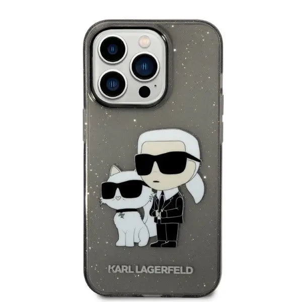 Karl Lagerfeld Glitter Karl&Choupette case for iPhone 14 Pro Max - black - Cell phone cases and covers<<<HurtelXML