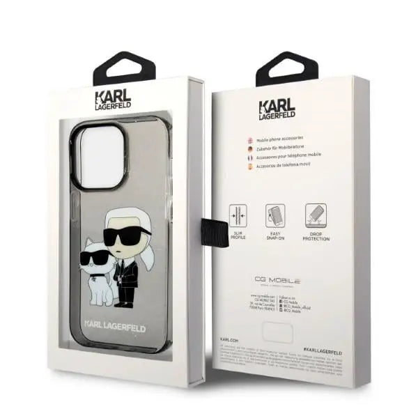 Karl Lagerfeld Glitter Karl&Choupette case for iPhone 14 Pro Max - black - Cell phone cases and covers<<<HurtelXML