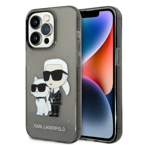 Karl Lagerfeld Glitter Karl&Choupette case for iPhone 14 Pro Max - black - Cell phone cases and covers<<<HurtelXML