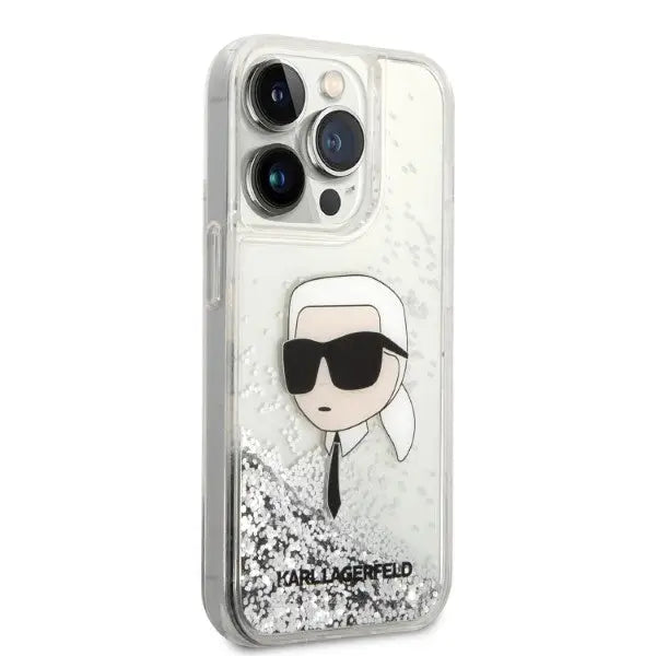 Karl Lagerfeld Glitter Karl’s Head case for iPhone 14 Pro Max - silver - Cell phone cases and covers<<<HurtelXML
