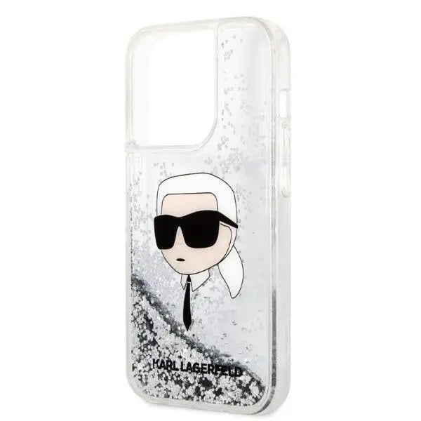 Karl Lagerfeld Glitter Karl’s Head case for iPhone 14 Pro Max - silver - Cell phone cases and covers<<<HurtelXML