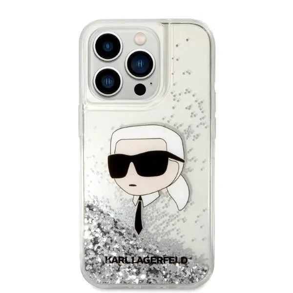 Karl Lagerfeld Glitter Karl’s Head case for iPhone 14 Pro Max - silver - Cell phone cases and covers<<<HurtelXML