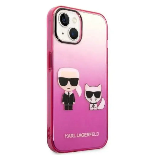 Karl Lagerfeld Gradient Ikonik Karl & Choupette Case for iPhone 14 / 15 / 13 6.1’’ - pink - Cell phone cases