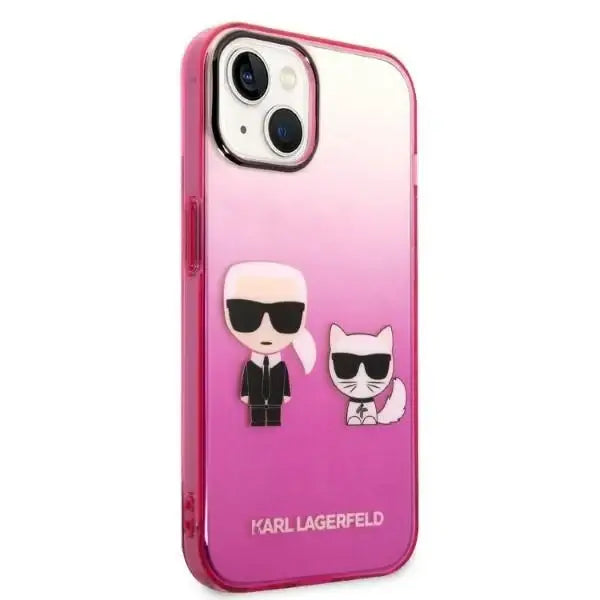 Karl Lagerfeld Gradient Ikonik Karl & Choupette Case for iPhone 14 / 15 / 13 6.1’’ - pink - Cell phone cases