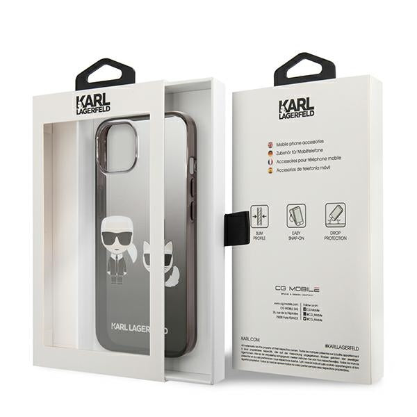 Karl Lagerfeld Gradient Ikonik Karl&Choupette Case for iPhone 13 mini - Black - Cell phone cases and covers<<<HurtelXML