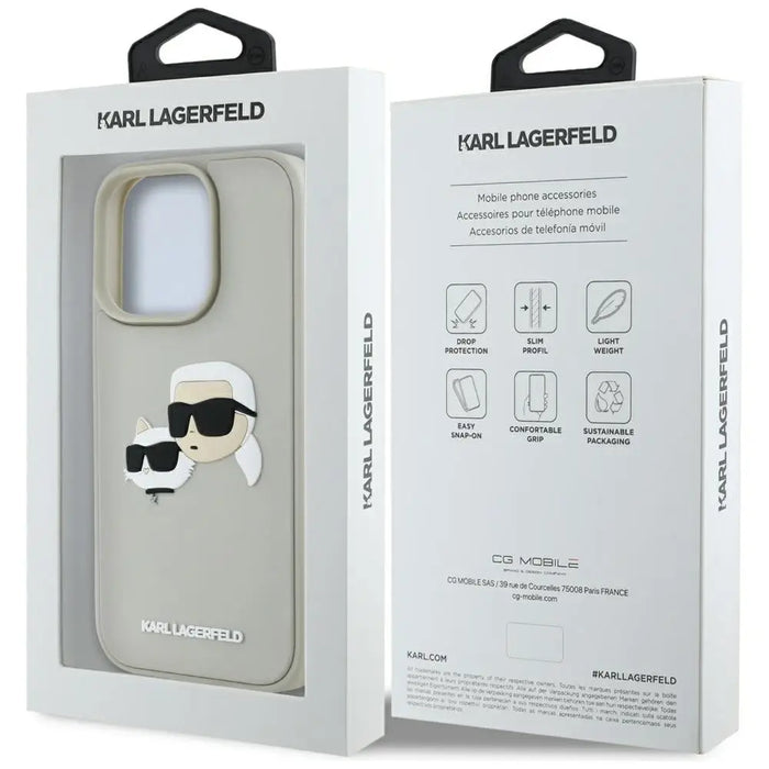 Karl Lagerfeld HC 3D Rubber Double Heads iPhone 16 Pro Case - Beige - Cell phone cases and covers<<<HurtelXML