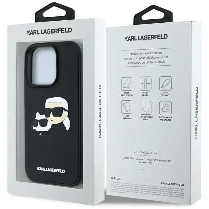 Karl Lagerfeld HC 3D Rubber Double Heads iPhone 16 Pro Case - Black - Cell phone cases and covers<<<HurtelXML