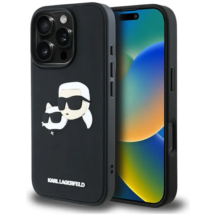 Karl Lagerfeld HC 3D Rubber Double Heads iPhone 16 Pro Max Case - Black - Cell phone cases and covers<<<HurtelXML