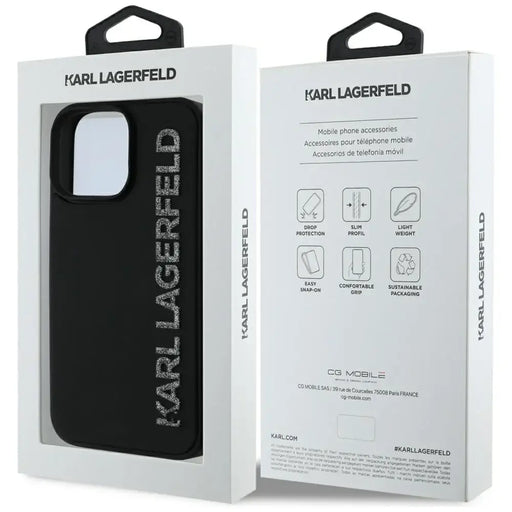 Karl Lagerfeld HC 3D Rubber Elongated Glitter iPhone 16 Pro Max Case - Black - Cell phone cases and covers<<<HurtelXML