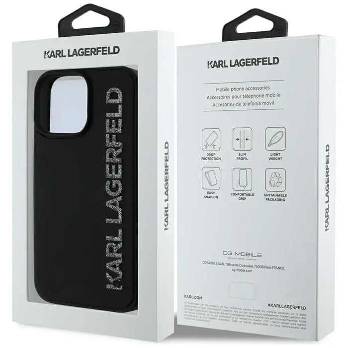 Karl Lagerfeld HC 3D Rubber Elongated Glitter iPhone 16 Pro Max Case - Black - Cell phone cases and covers<<<HurtelXML