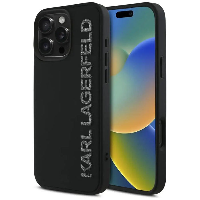Karl Lagerfeld HC 3D Rubber Elongated Glitter iPhone 16 Pro Max Case - Black - Cell phone cases and covers<<<HurtelXML