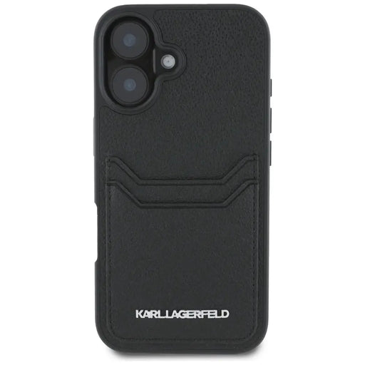 Karl Lagerfeld HC Grained PU Cardslot Metal Elong iPhone 16 Case - Black - Cell phone cases and covers<<<HurtelXML