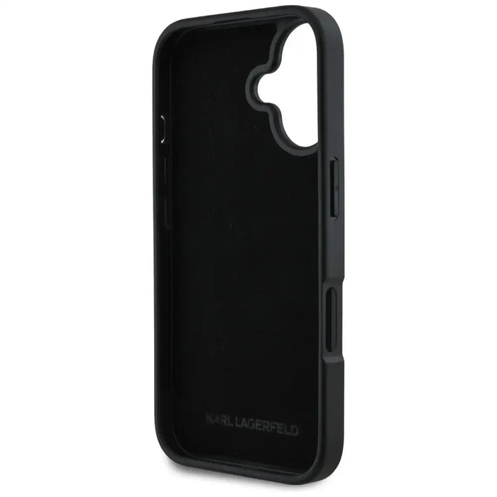 Karl Lagerfeld HC Grained PU Cardslot Metal Signature iPhone 16 Case - Black - Cell phone cases and covers<<<HurtelXML