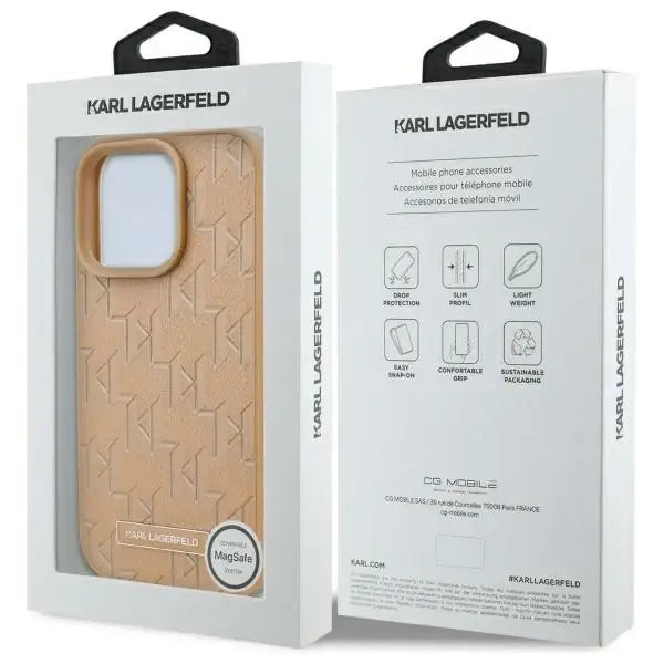 Karl Lagerfeld Hot Stamp Magsafe iPhone 16 Pro Max Case - Beige - Cell phone cases and covers<<<HurtelXML